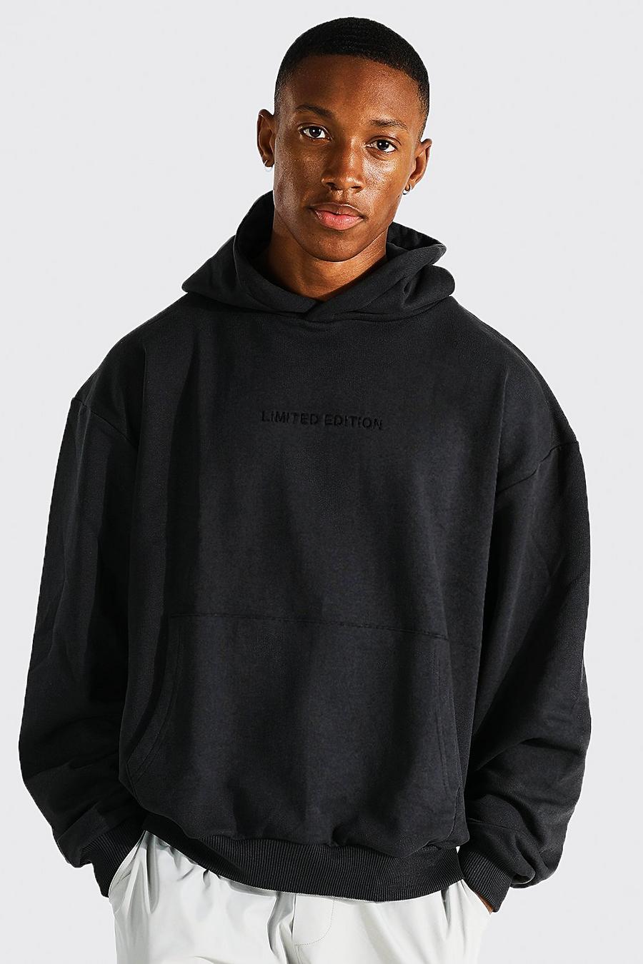 Charcoal grå Hoodie i sweatshirttyg image number 1