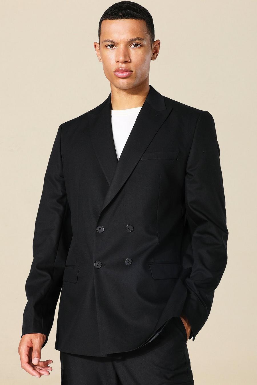Black noir Tall Oversized Double Breasted Suit Jacket image number 1