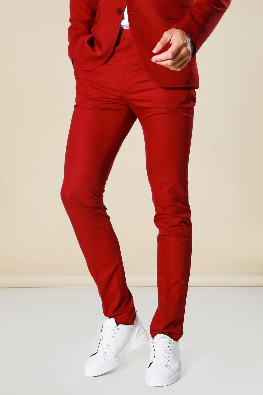 אדום כהה מכנסי סקיני אלגנטיים לגברים גבוהים image number 1