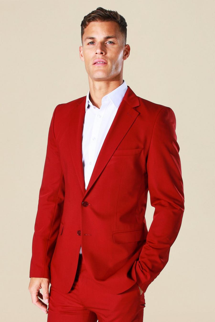 Dark red rouge Tall Skinny Single Breasted Blazer image number 1