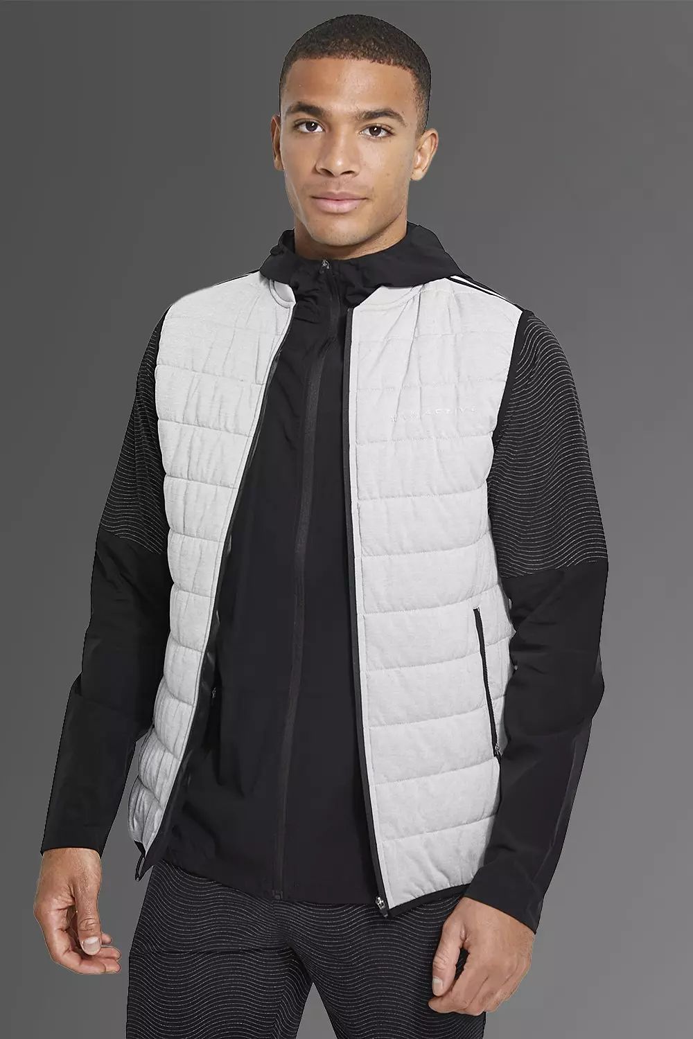 Black Man Active Gym Textured Body Warmer alternative image