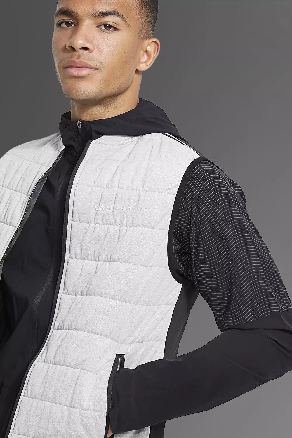 Black Man Active Gym Textured Body Warmer alternative image
