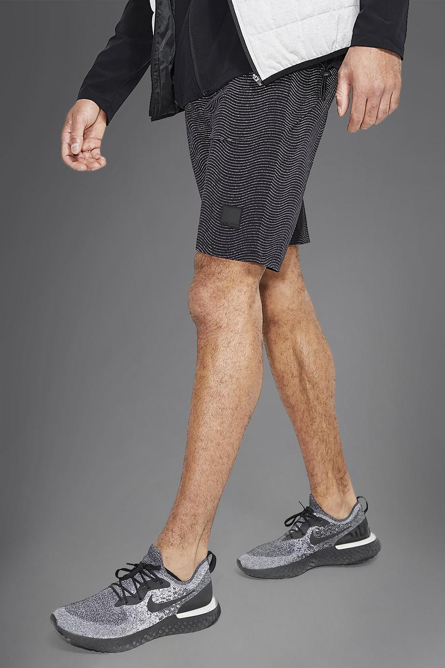 MAN Active Gym Nyon-Shorts mit reflektierendem Print, Schwarz noir image number 1