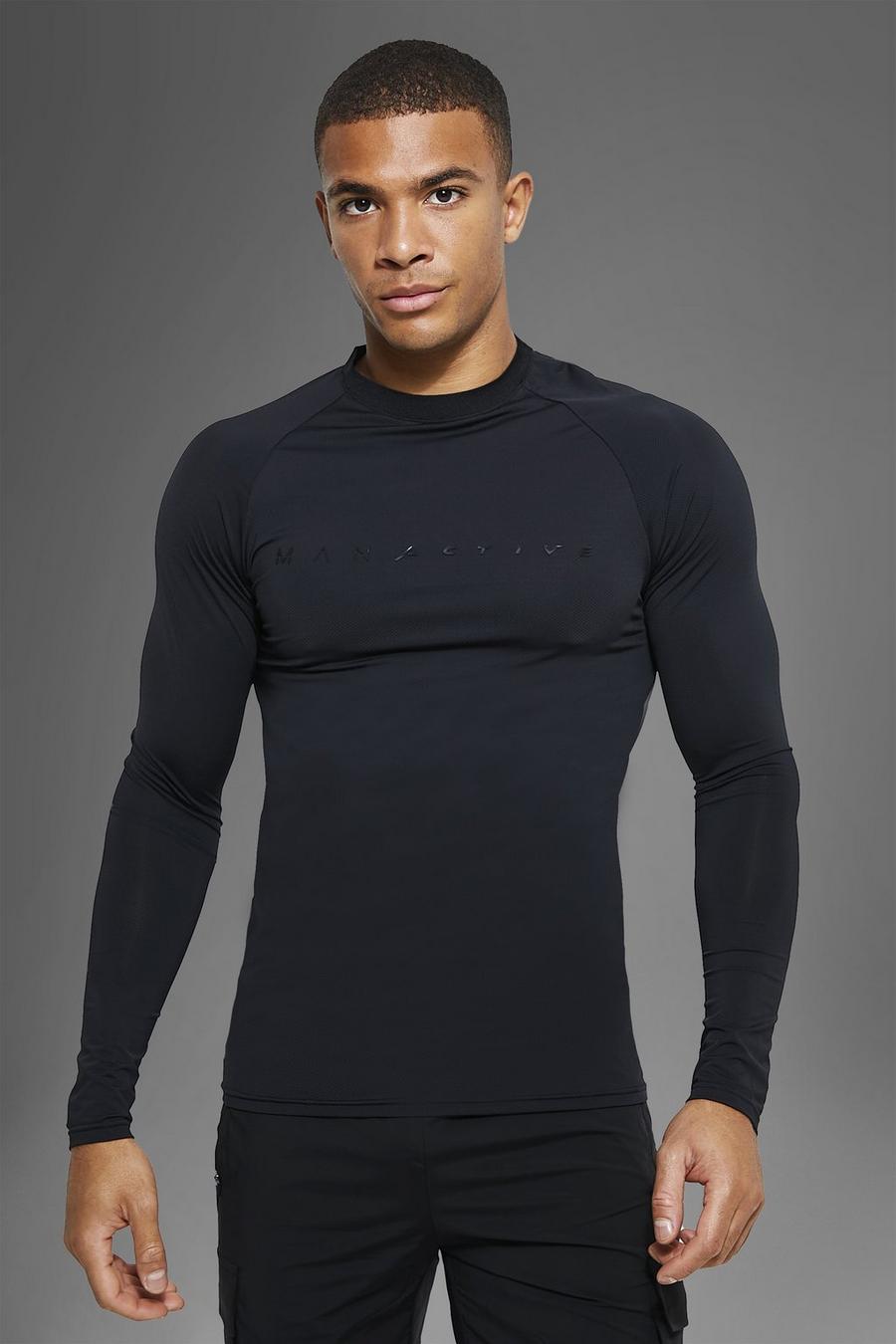 Black noir Man Active Gym Tech Long Sleeve Top