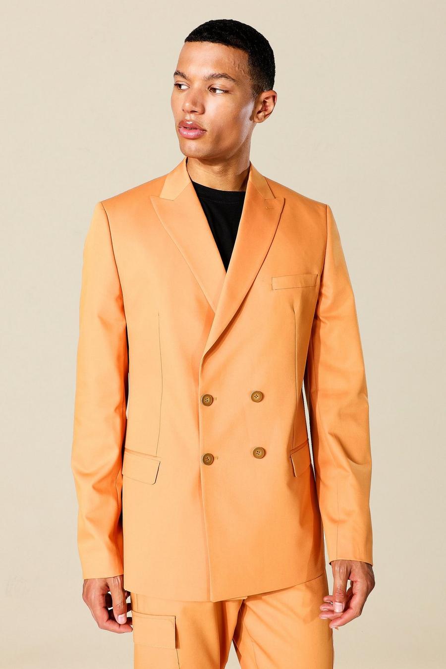 Chaqueta Tall oversize de traje con botonadura doble, Orange arancio