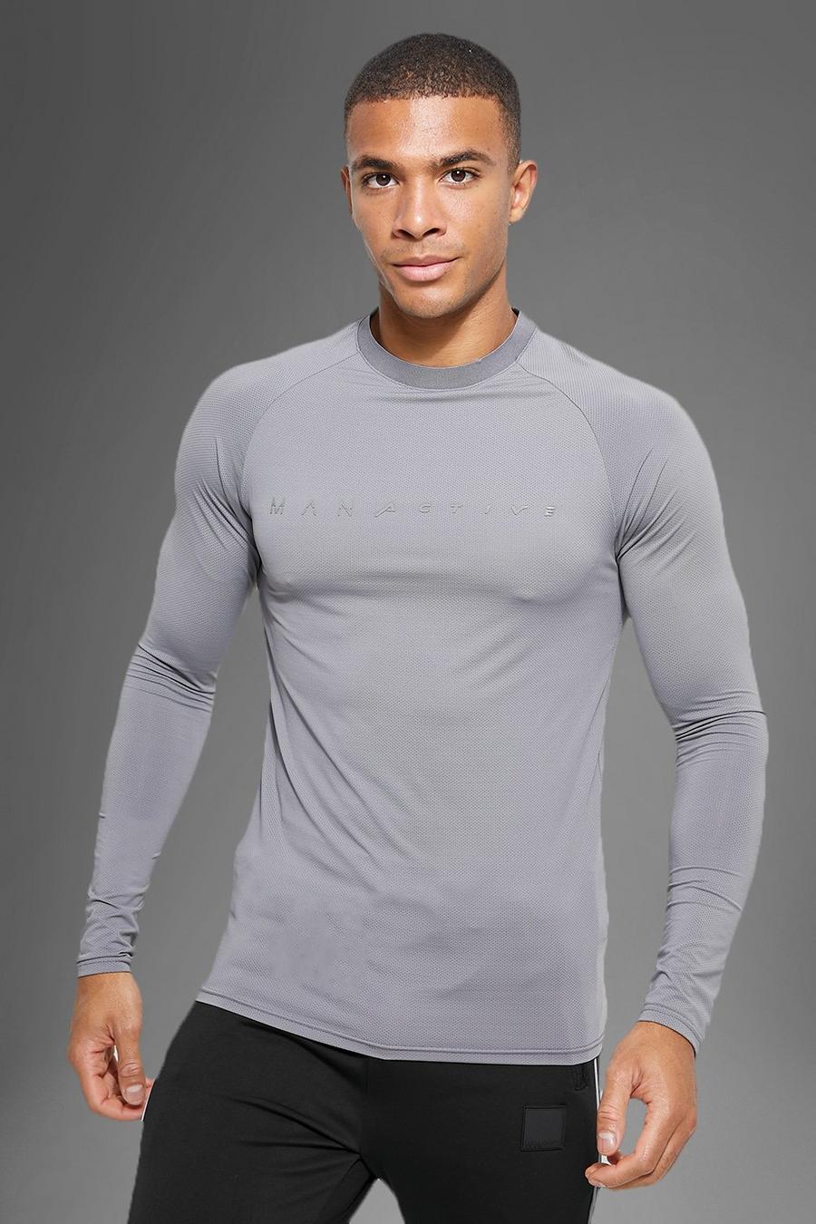 Charcoal grå Active Gym Performance Tech Long Sleeve Top image number 1