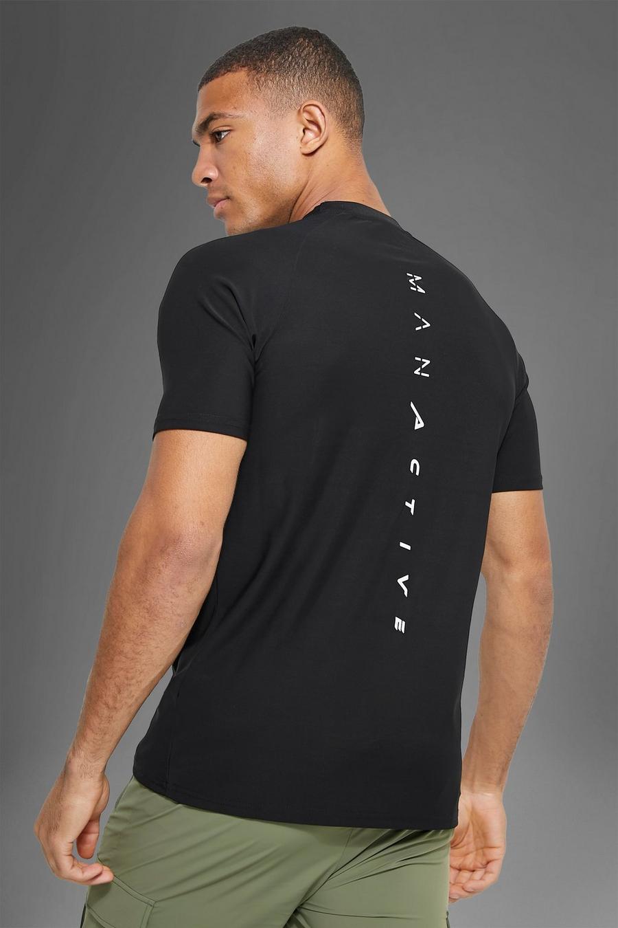 Black Man Active Fitness Reflecterend Gel Print T-Shirt  image number 1
