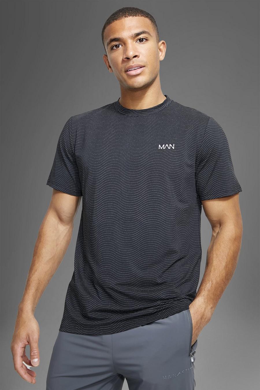 Black Man Active Gym Performance Printed T Shirt image number 1