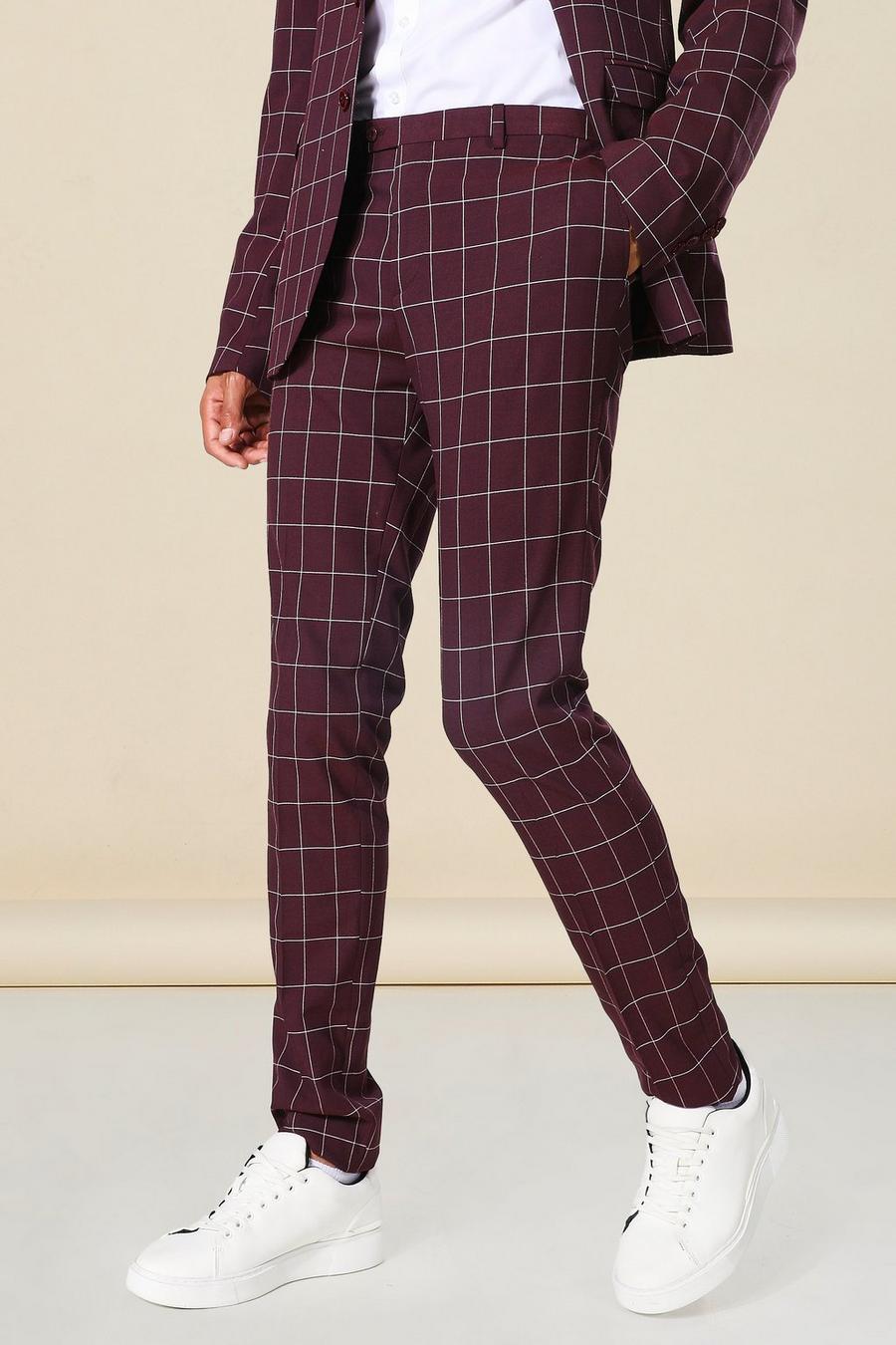 Burgundy Tall Super Skinny Suit Trouser image number 1