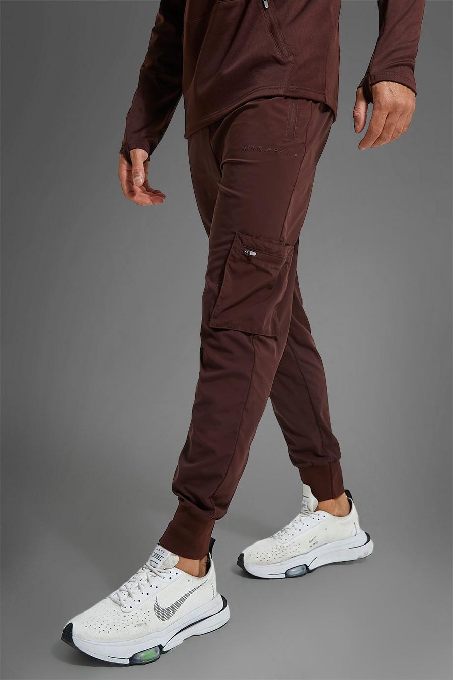 Pantalon cargo de sport technique - MAN Active, Chocolate marron image number 1