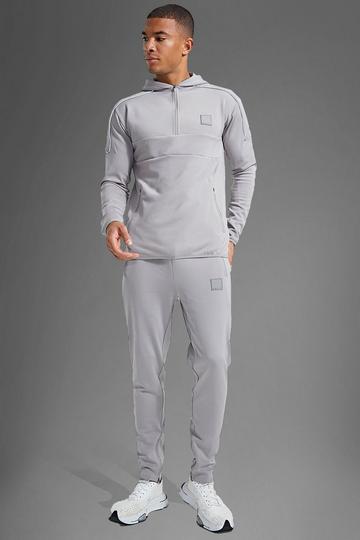 Man Active Gym Tech Hooded Tracksuit grey