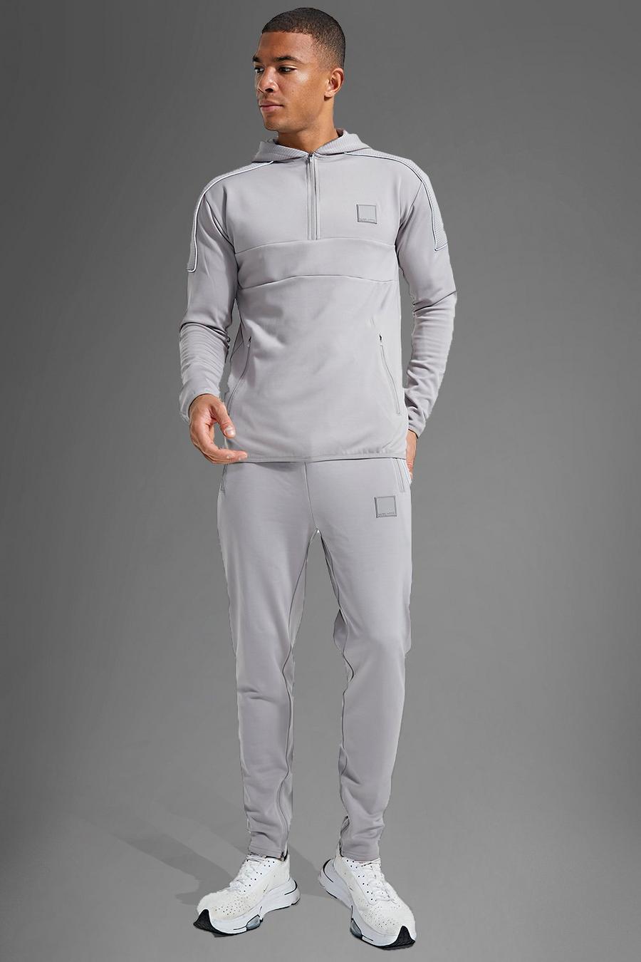 Man Active Gym Trainingsanzug mit Kapuze, Grey gris image number 1