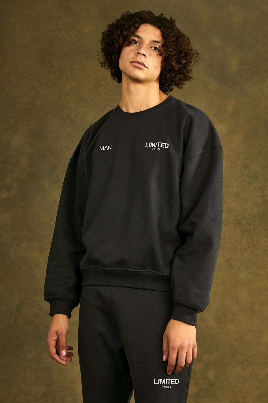 Dark grey grå Limited Oversize sweatshirt i tjockt tyg image number 1
