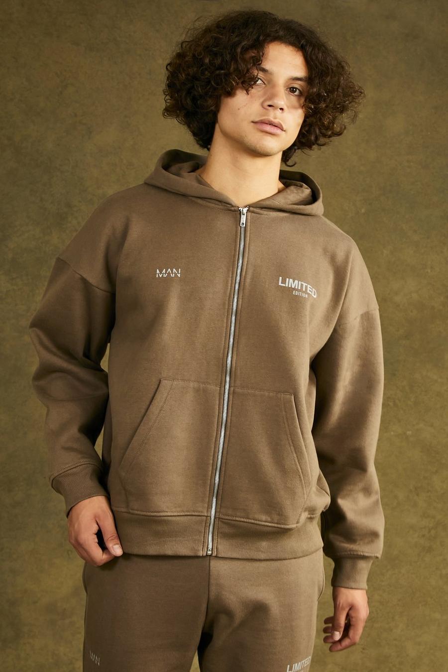 Brown Oversized Limited Heavyweight Zip Through image number 1