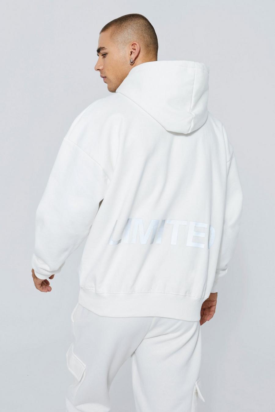 Ecru white Oversized Recycled Limited Heavyweight Hoodie image number 1