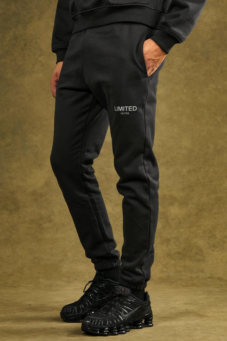 אפור כהה מכנסי טרנינג עבים בגזרה רגילה עם כיתוב Limited