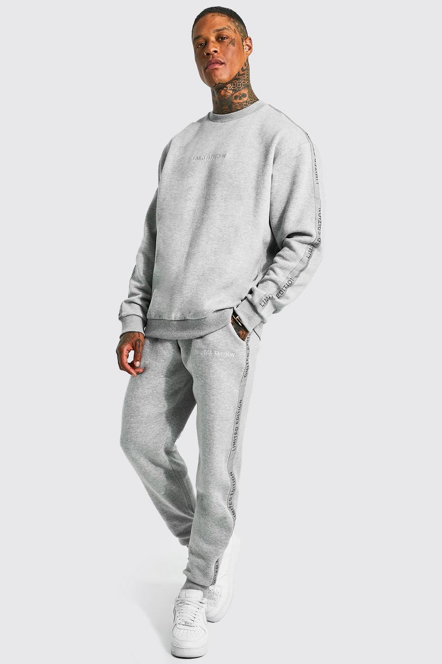 Grey marl grå Limited Edition Träningsoverall med sweatshirt och kantband image number 1