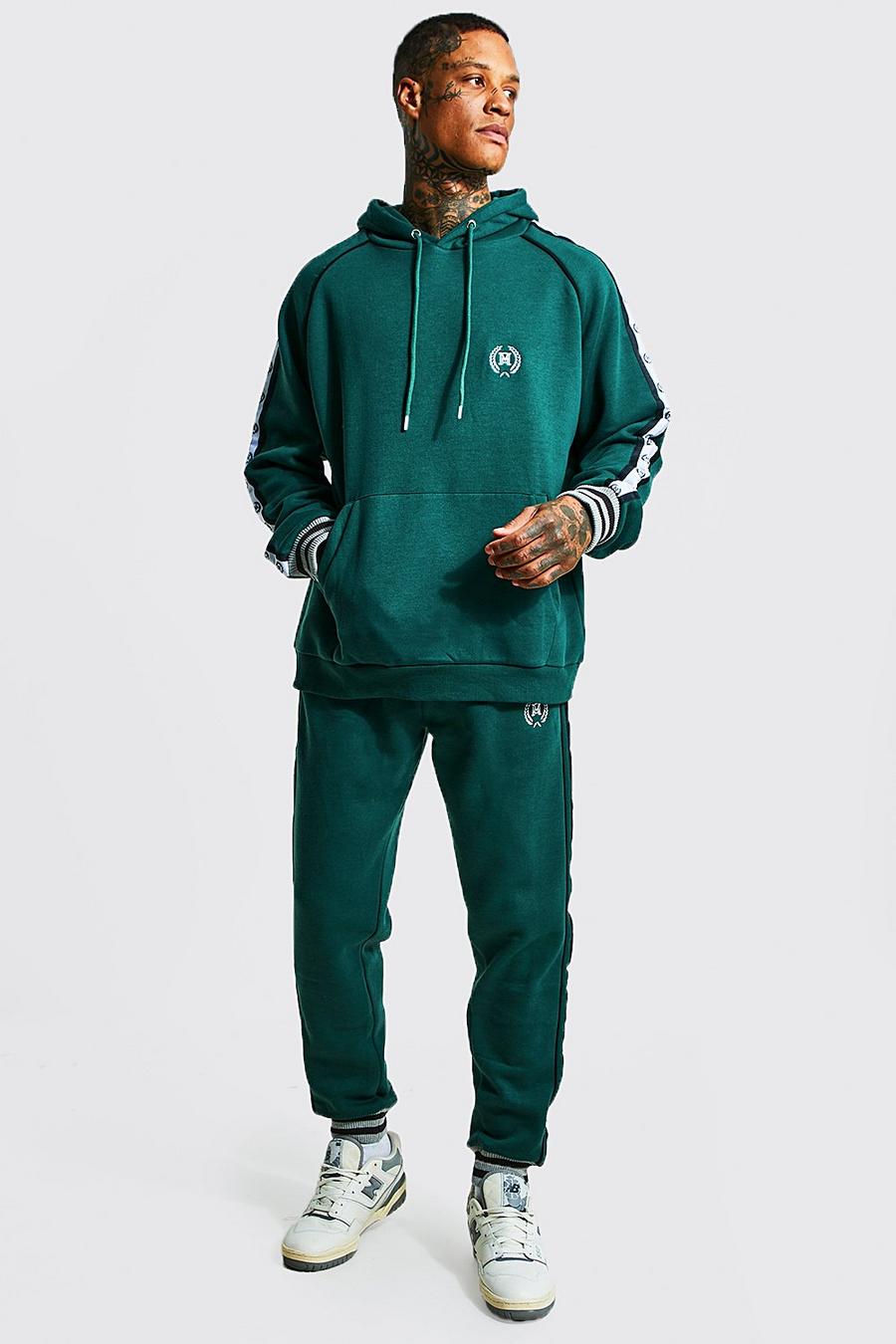 Green Oversized Tape Hooded Tracksuit image number 1