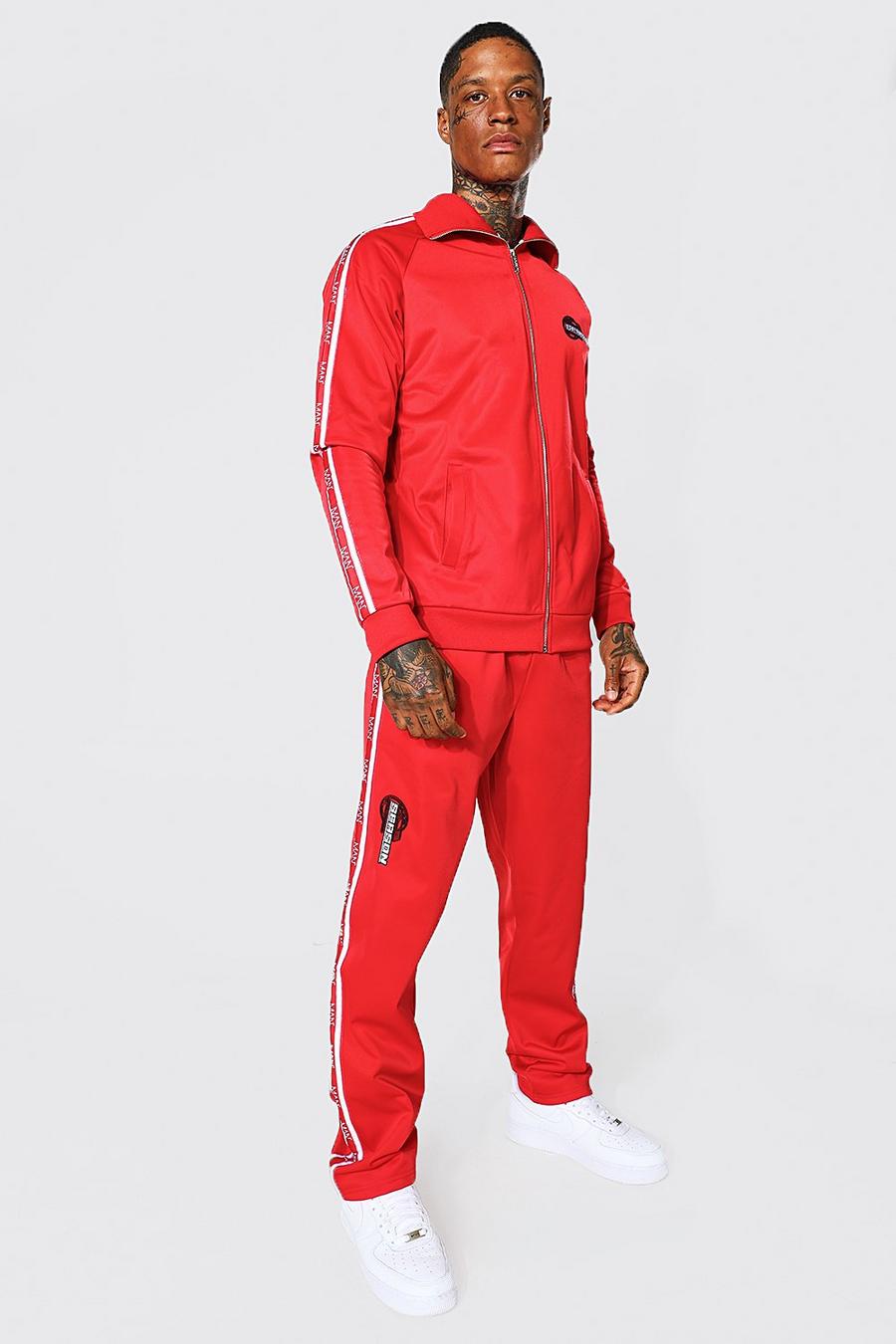 Tuta sportiva Season con zip e striscia in tricot, Red image number 1