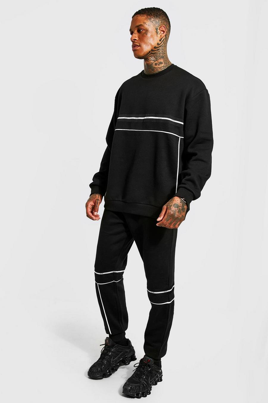Oversize Man Sweatshirt-Trainingsanzug, Black image number 1