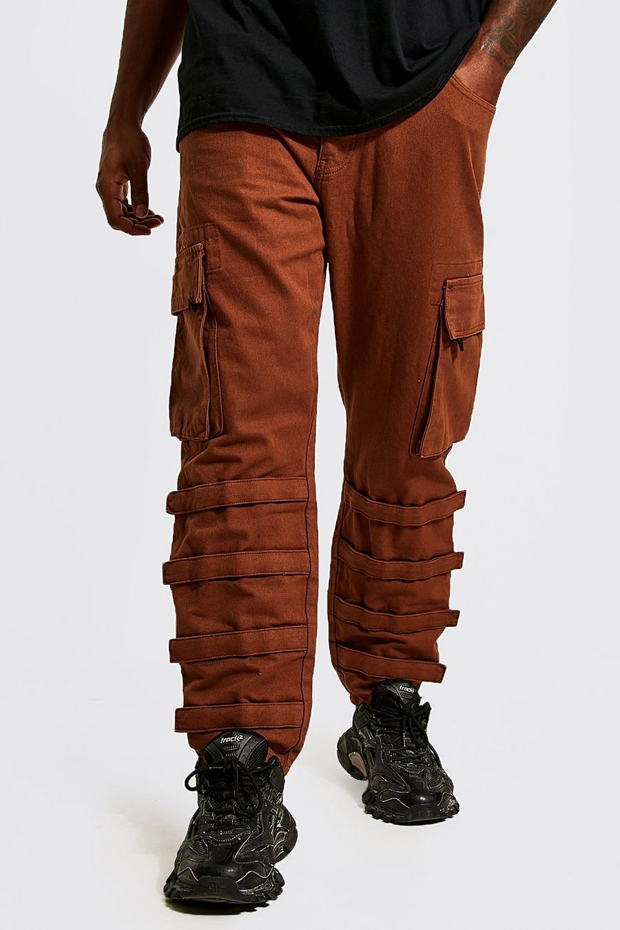 Plus Skinny Cargo-Jeans mit Detail, Chocolate brown image number 1