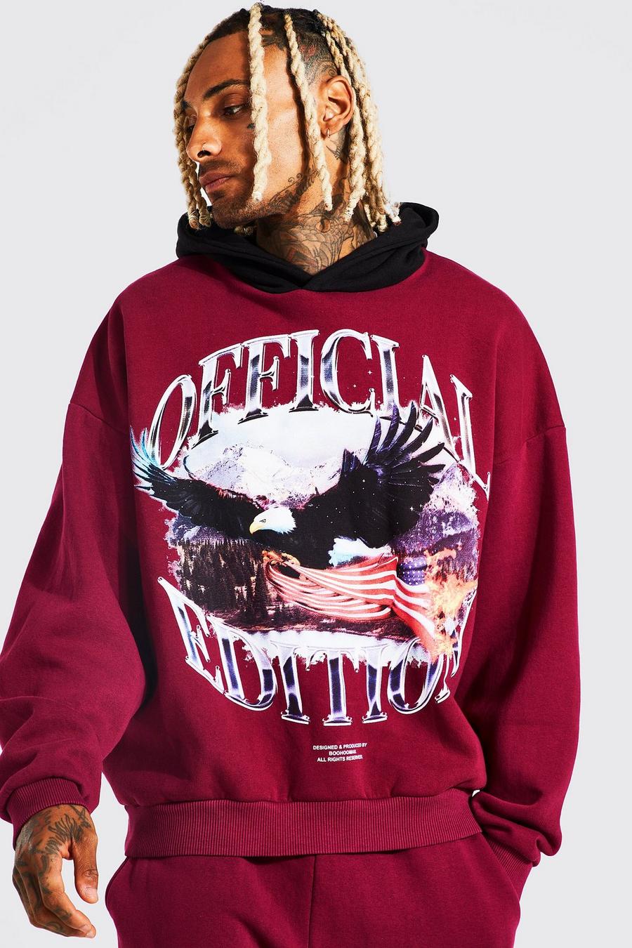 Burgundy red Official Eagle Hoodie image number 1