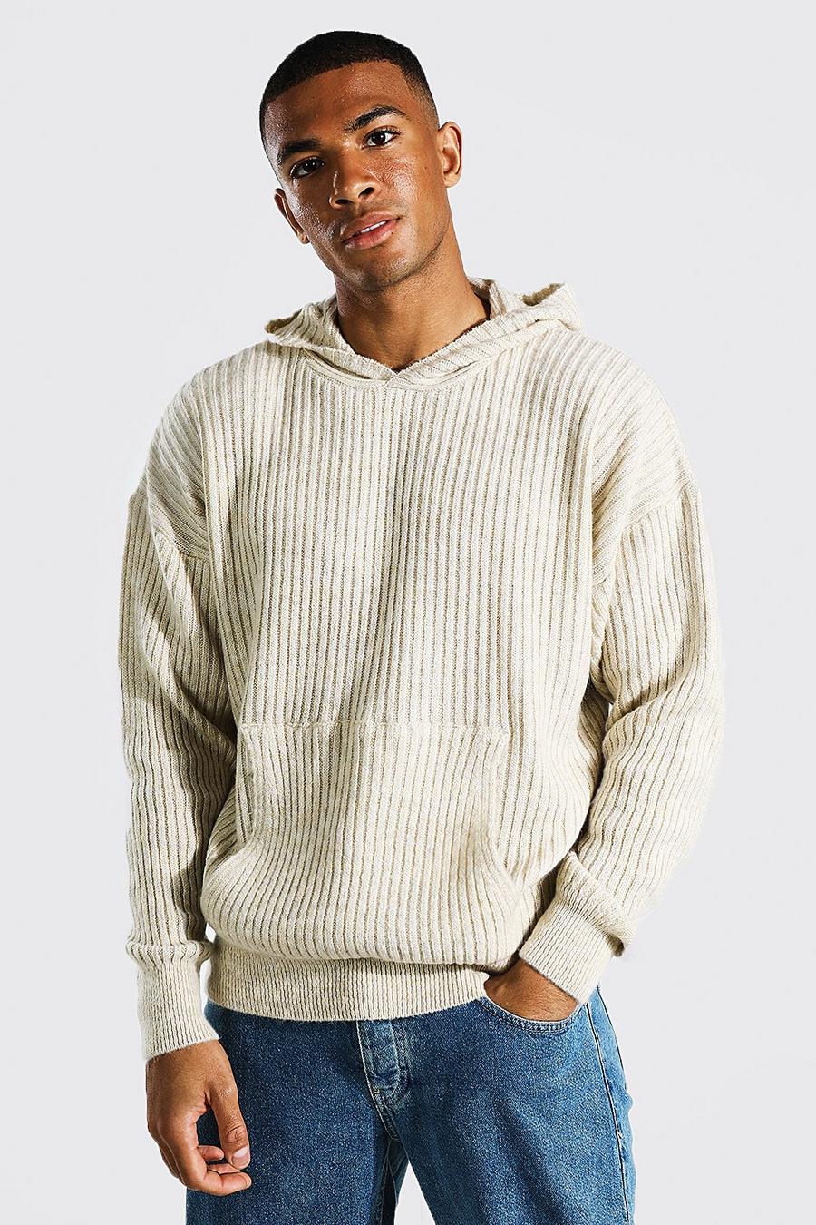 Men's Brushed Knitted Ribbed Hoodie