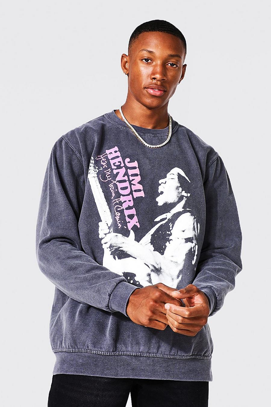 Charcoal grey Hendrix Sweatshirt med stentvättad effekt image number 1