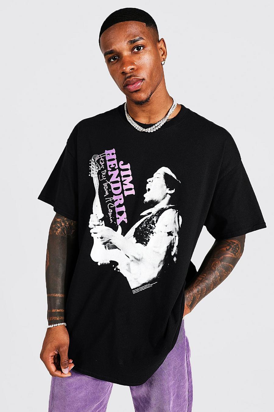 Black Oversized Jimi Hendrix License T-shirt image number 1