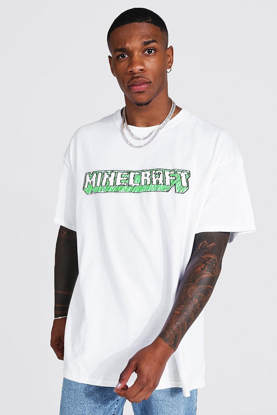 T-shirt oversize ufficiale con logo Minecraft, White image number 1