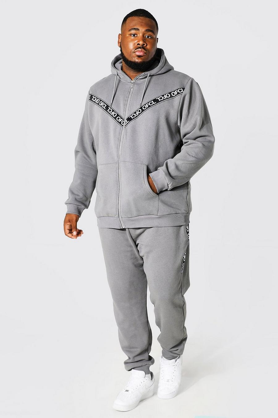 Slate Plus Zip Through Ofcl Tape Hooded Tracksuit image number 1