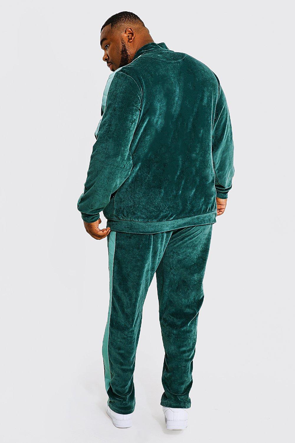 Plus Funnel Neck Zip Through Velour Tracksuit