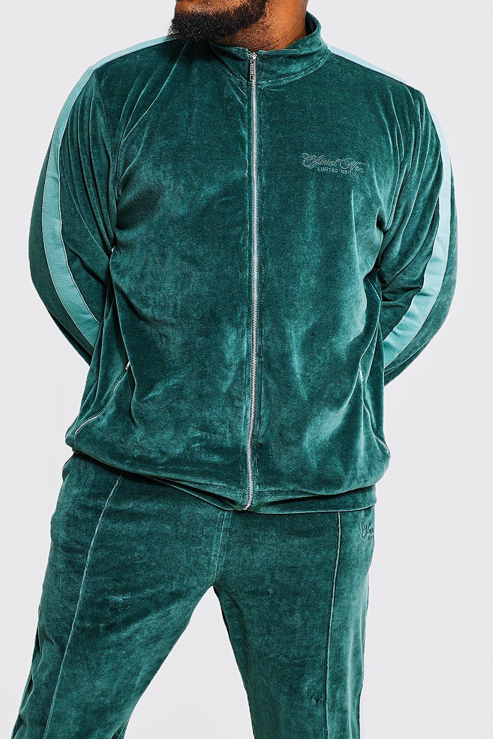 Plus Funnel Neck Zip Through Velour Tracksuit