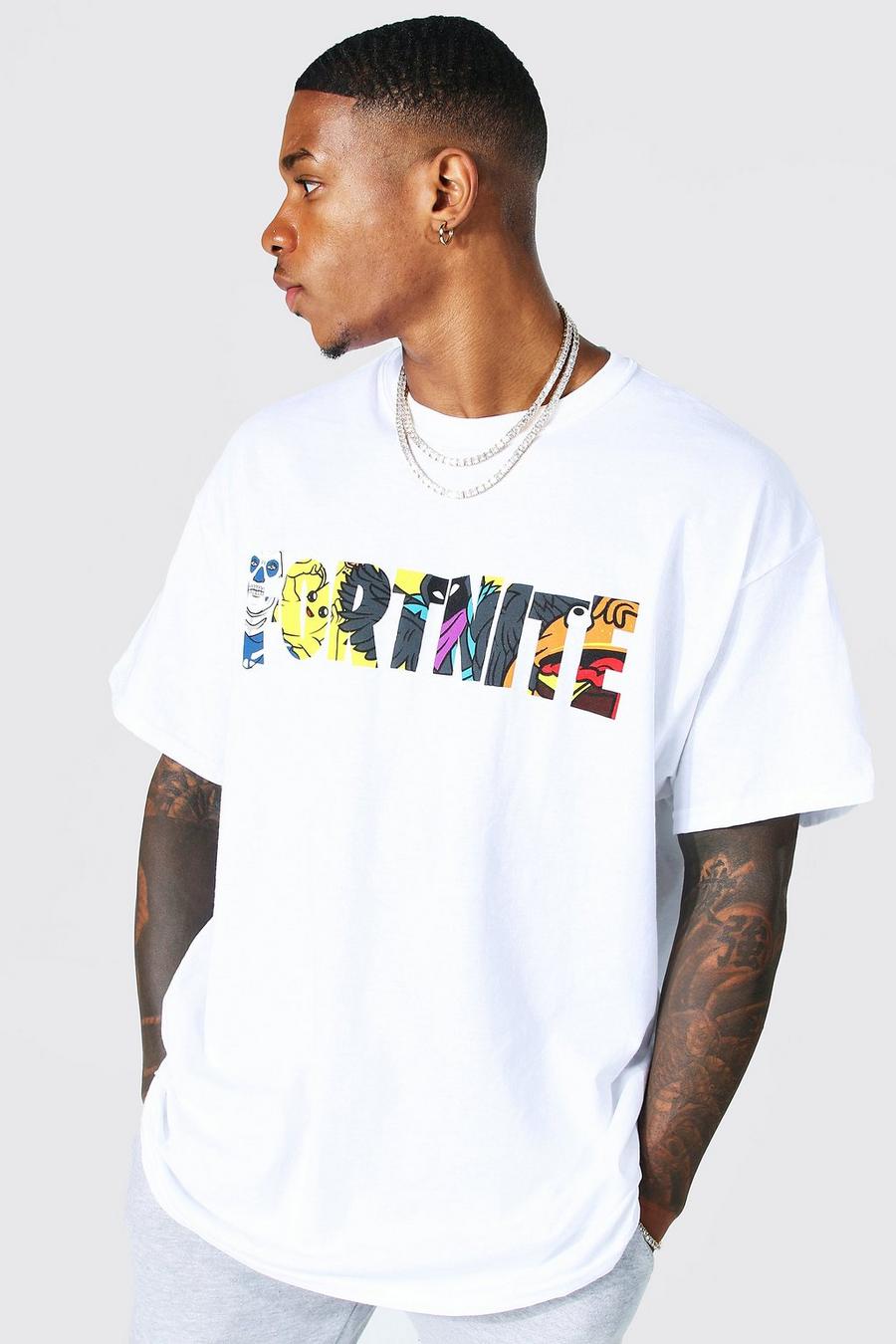 White Oversized Fortnite Infill License T-shirt image number 1