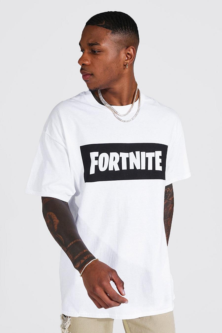 White Fortnite Oversize t-shirt med logga image number 1