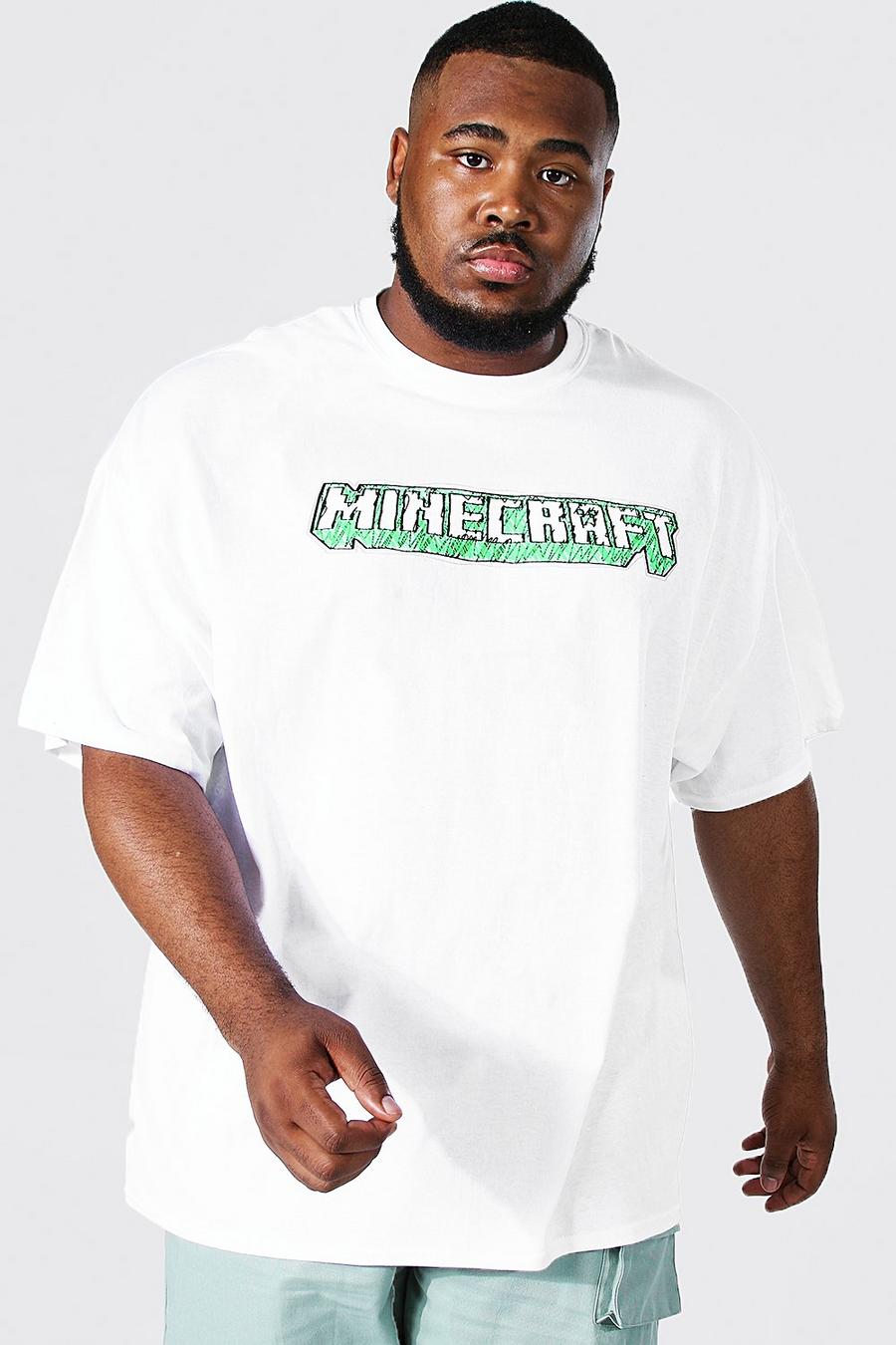 T-shirt Plus Size con stampa ufficiale logo Minecraft, White image number 1