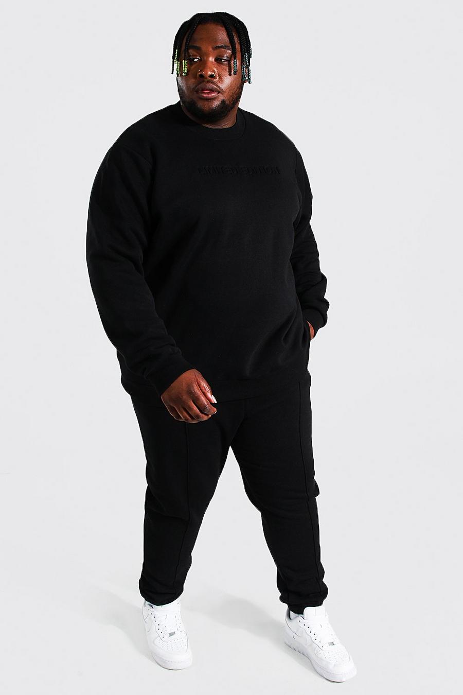 שחור חליפת טרנינג עם כיתוב לא מובלט Limited Edition למידות גדולות image number 1