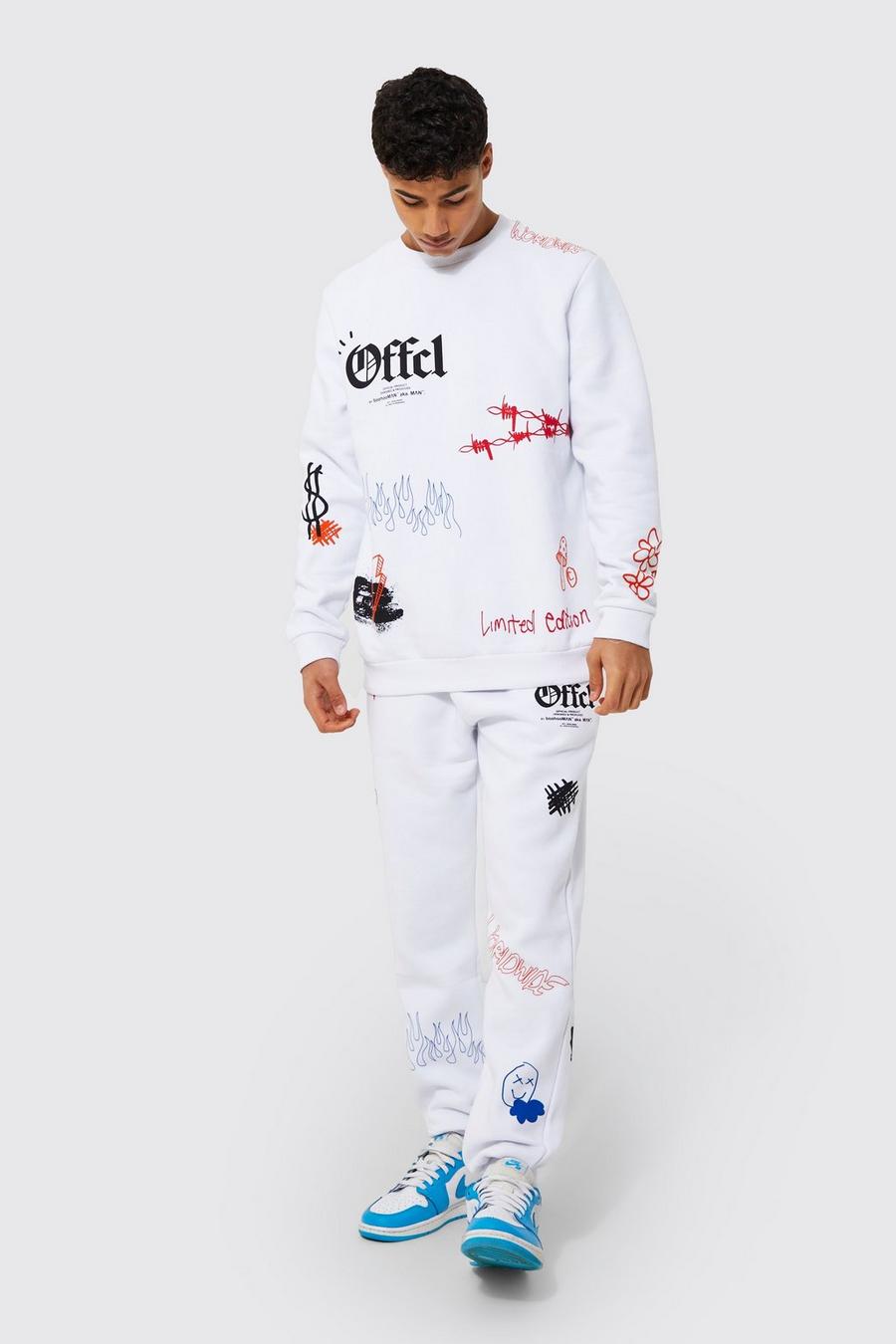 White Offcl Graffiti Sweater Tracksuit image number 1