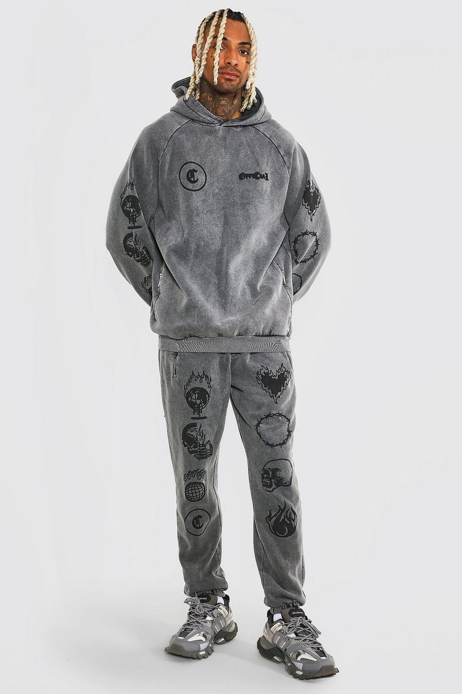 Charcoal Oversized Official Acid Graffiti Tracksuit image number 1