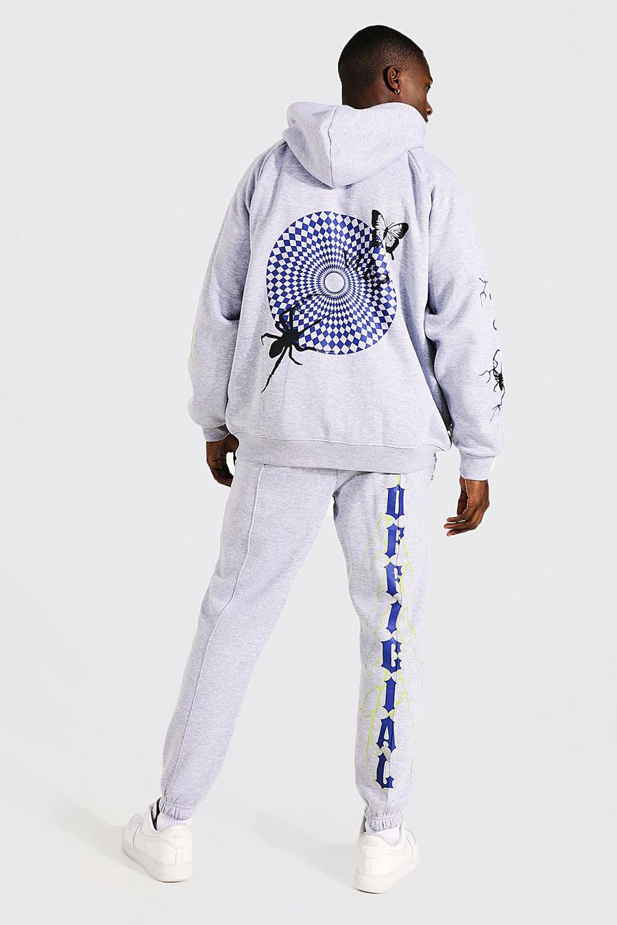 Grey marl Oversized Official Graffiti Zip Tracksuit image number 1