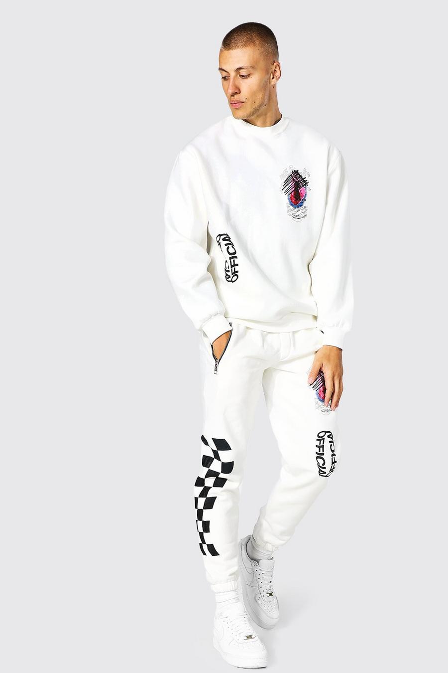 Ecru Oversized Official Graffiti Sweater Tracksuit image number 1