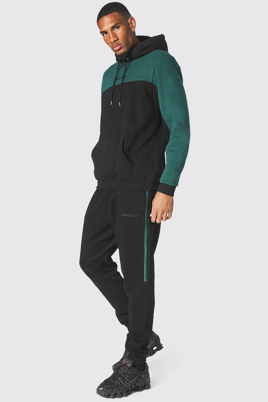 Black Tall Official Man Tape Hooded Tracksuit image number 1