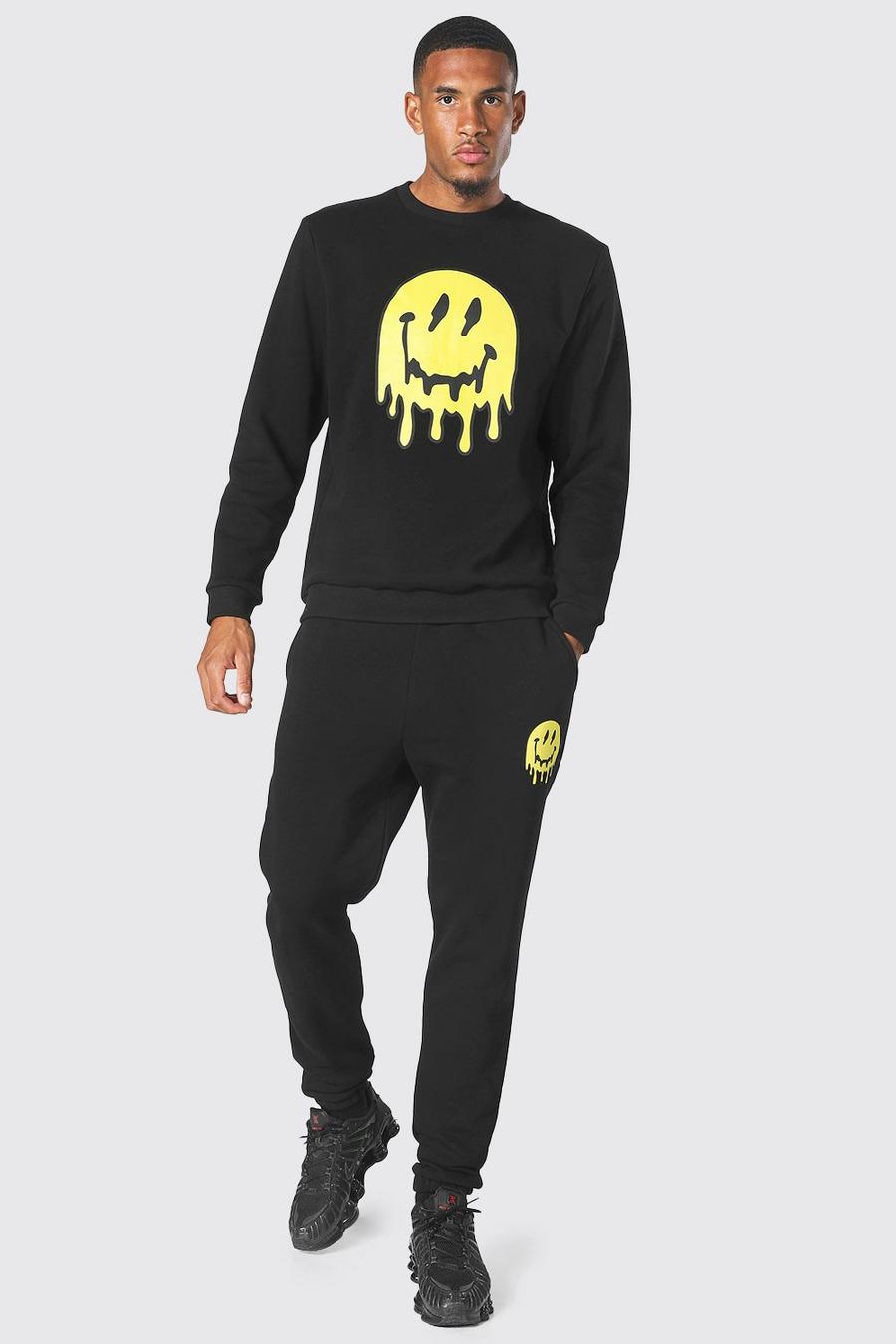 Tall Sweatshirt-Trainingsanzug mit Drip Face Print, Black image number 1
