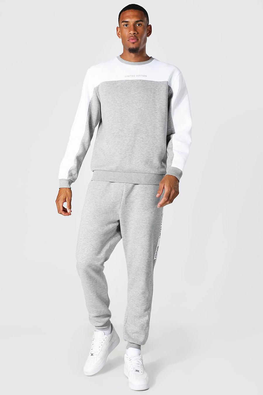 Grey marl Tall Limited Edition Colour Block Tracksuit image number 1
