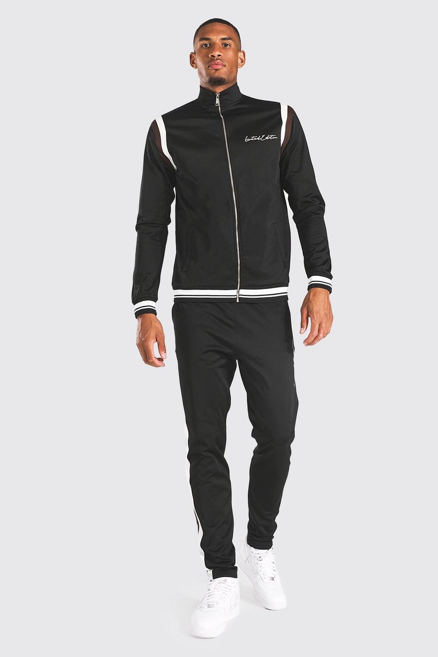 Black Tall Limited Funnel Neck Tricot Tracksuit image number 1