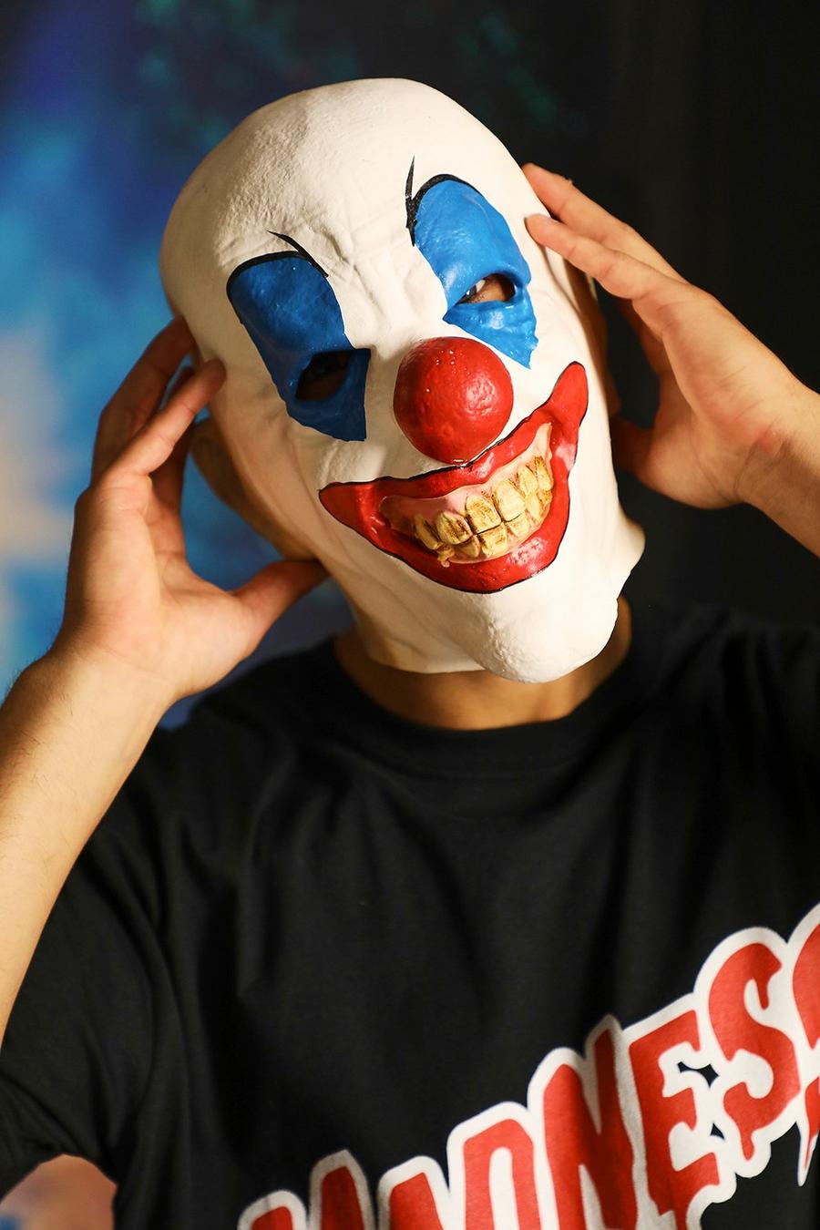 White Halloweenmask Clown utan hår image number 1