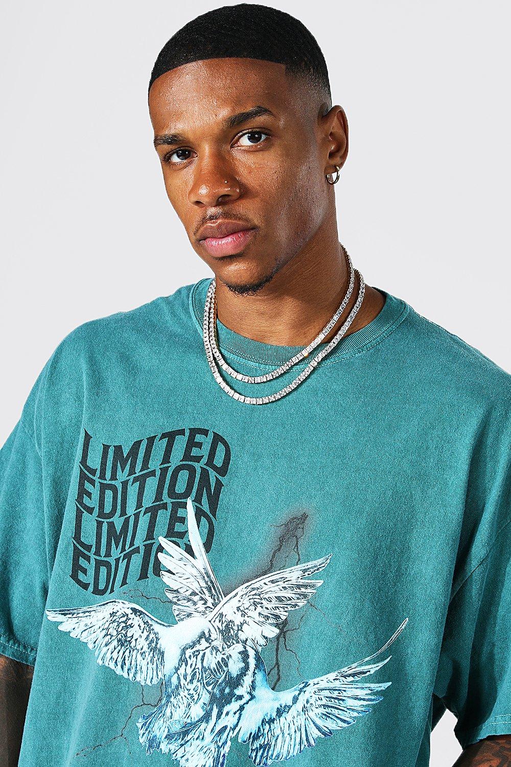 Oversized Washed Dove Graphic T-Shirt