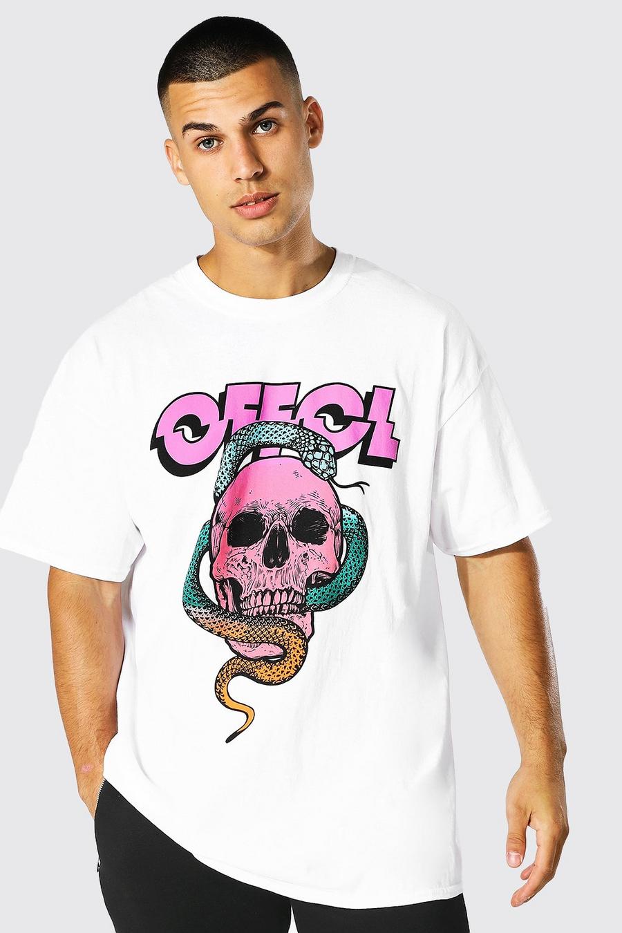 White Offcl Oversize t-shirt med dödskalle image number 1