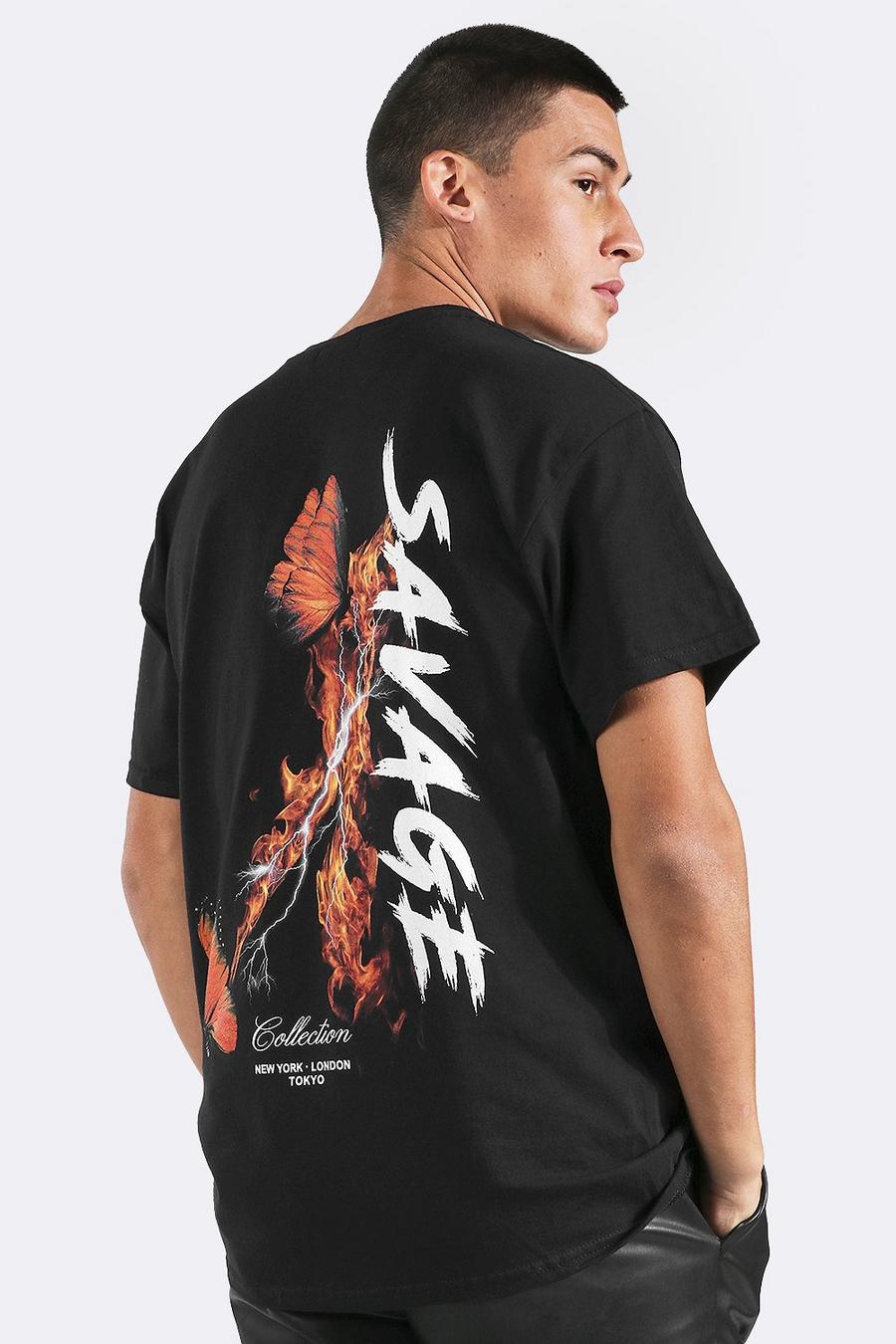 Oversize T-Shirt mit Schmetterlings-Print, Black image number 1