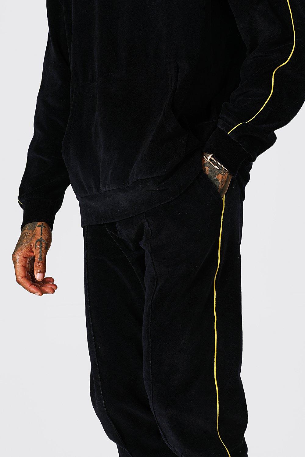Oversized Piping Velour Hooded Tracksuit boohoo DK
